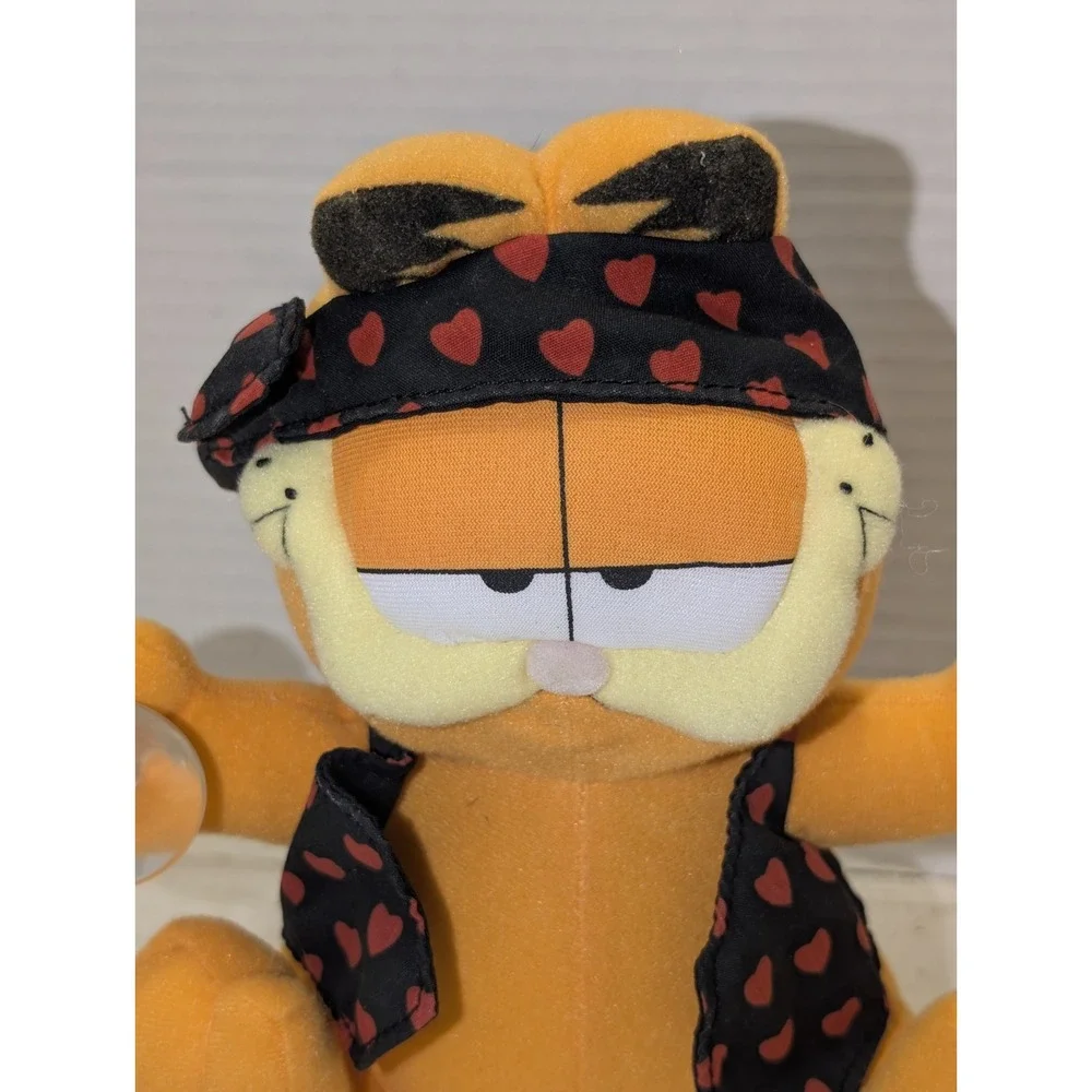 Vintage GARFIELD Biker Heart Headband & Vest Window Cling Suction Cups